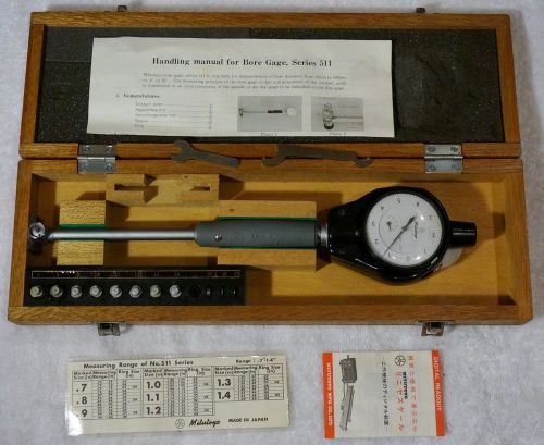 MITUTOYO BORE GAGE #511-163  .7&#034; - 1.4&#034;  w/WOOD BOX