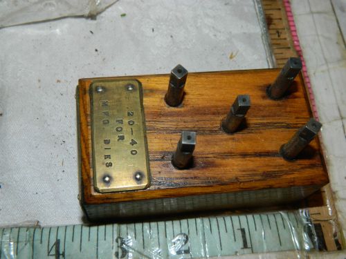 machinist tap die sample block display store vintage antique brass plate tool