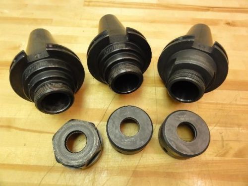 (3) cat50 collet chucks, 100tg, 10sg collets cnc hmc vmc, erickson, valenite for sale