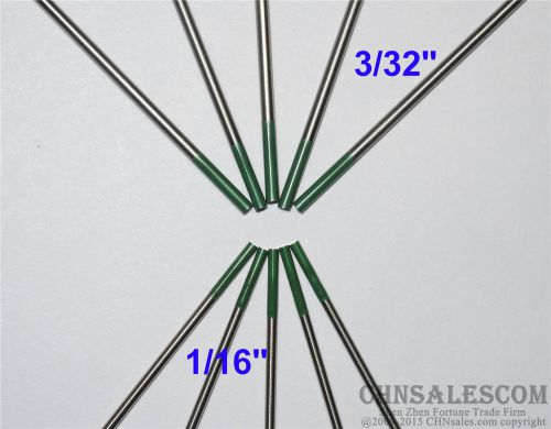 10 pcs WP 1.6X150mm 1/16&#034;X6&#034; 2.4X150mm 3/32&#034;X6&#034; Pure Tungsten Electrode Green