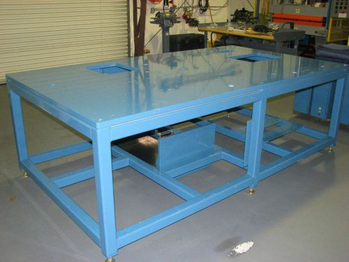 Heavy duty steel machine base, work cell, bench