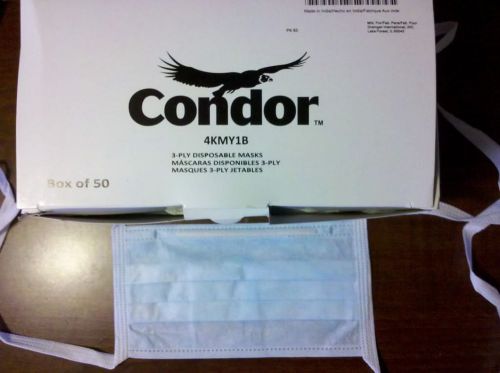 50 disposable surgical face masks tie-on 3-ply condor brand new free shipping for sale