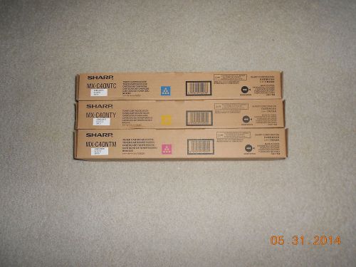 Lot of 3 Genuine Sharp MX-C40NTC  MX-C40NTM MX-C40NTY Toner