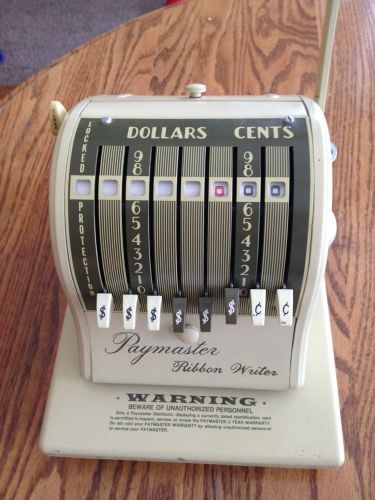 Vintage Paymaster Ribbon Writer Series 8000 w/Key Tan Check Deco WORKS $334.50