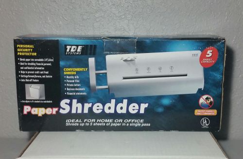 TDE Systems Paper Shredder Home Office 5 Sheet 1/4&#034; Cut Basket Credit Card CD