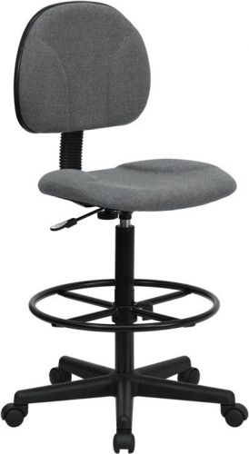 Gray Fabric Ergonomic Adjustable Drafting Stool