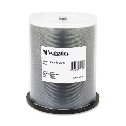 Verbatim 95256 CD Recordable Media -CD-R - 52x -700 MB - 100 Pack- Inkjet