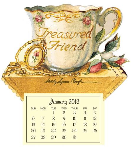 WalterDrake Treasured Friend Mini Magnetic Calendar, Gold 