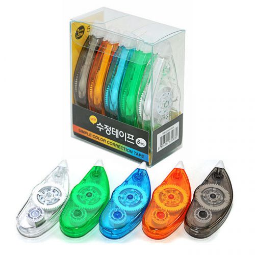 5qty x AST-5055 Correction Tape Dry Paper 5 Colors Dispenser 5mm x 5M