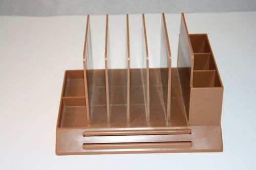 Vtg Max Klein Mid Century Desk Organizer Plastic Holder Sorting V-87 Carmel