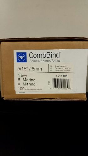 GBC Binding Spines, 5/16&#034; Diameter, 40 Sheets, 100 Pack, Black *NEW*