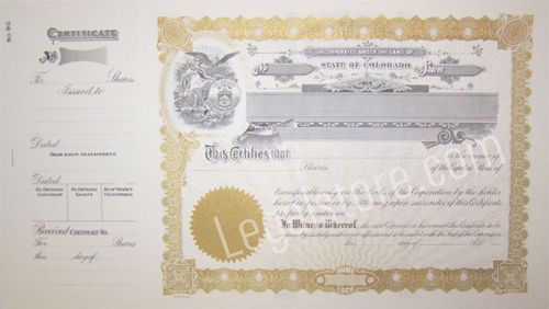 Item GC90  Goes Colorado loose 8.5&#034; x 11 with stub  certificate 25 certificates