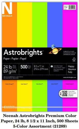 Neenah Astrobrights Premium Color Paper 24 lb 8.5 x11 Inch 500 Sheets Assortment