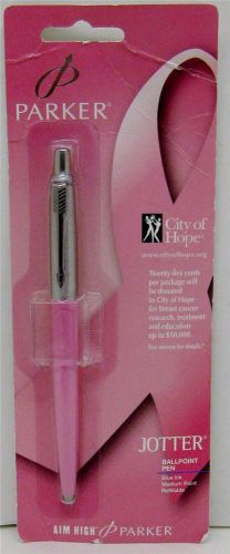 PARKER JOTTER~BREAST CANCER AWARENESS~BLUE INK~MEDIUM POINT~PINK PEN~NEW!