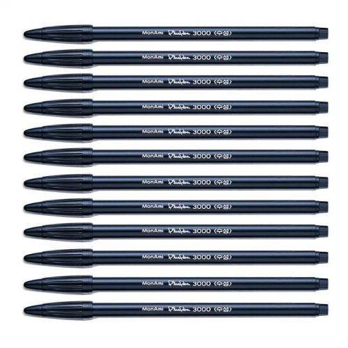 Monami plus pen 3000 water based ink type felt tip broad line pen (black 12 pcs) for sale