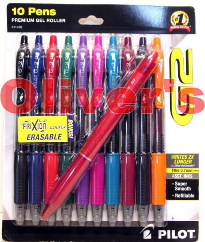 Fine Point 0.7 mm Pilot® Premium G2 Assorted Gel Roller Pens w/Bonus Frixion Pen