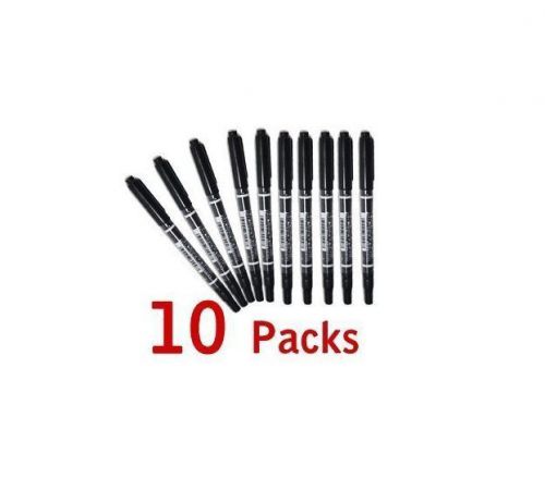 10 PCS Double Black Sign Pen For Business&amp;Study