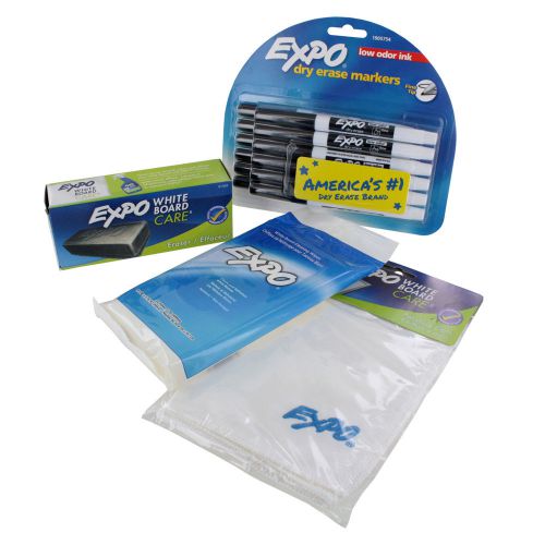 Expo White Board Care Kit w/ 12 Black Dry Erase Markers