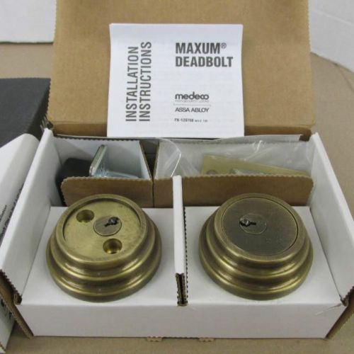 Medeco Maxum Deadbolt, Antique Brass 11WR62L Less Bolt, Residential