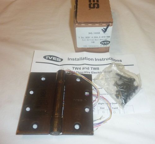 Ives 3cb1 4.5&#034; x 4.5&#034; 613 tw8 mortise electric thru-wire hinge dark bronze for sale