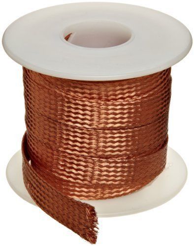 Flat Bare Copper Braid, Bright, 1/8&#034; Diameter, 25&#039; Length (Pack of 1)