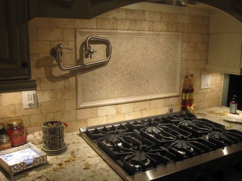 Kitchen Mural back splash Mosaic Marble Crema Marfil Botticino Decorative Tile