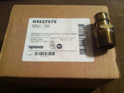 Qty: 10 Q&amp;E/ProPEX DZR brass male threaded adapters 3/4&#034; PEX x 3/4&#034; NPT