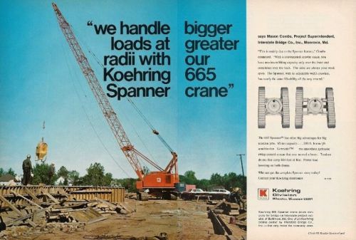 1970 Koehring 665 Spanner Crane ad, Interstate Bridge Co,Monrovia,MD, dbpg colr