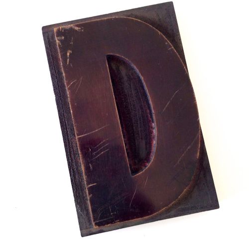 Letter d big 6&#034; wood letterpress type font printer&#039;s block rare size initial for sale