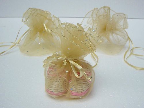 50 yellow paillette wrap organza bags diameter 34cm = 13inches ah043c03 for sale