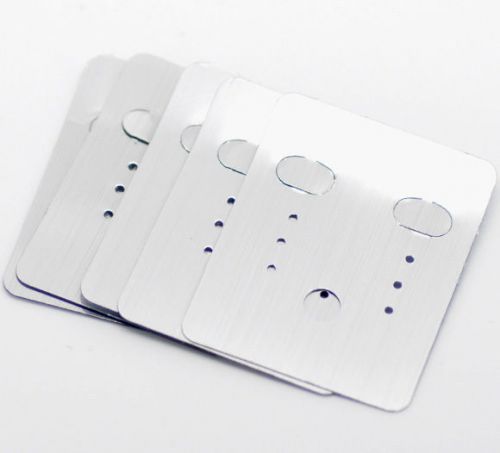 100 Silver Tone Ear Hooks Earring Display Cards 4.8x3.8cm