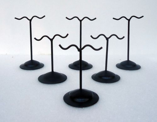 Set of 6 Wavy Black Metal Earring Tree Displays - 3&#034; and 4&#034; High