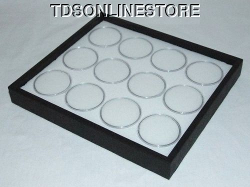 GEM TRAY STACKABLE 12 JARS WHITE FOAM,BLACK TRAY