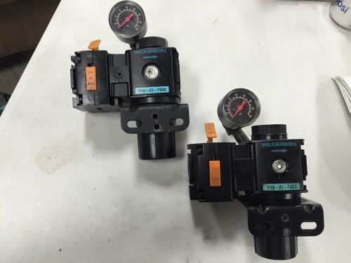 Wilkerson r18-03-f0g0 3/8&#034; regulator. v18-03-0000 3/8&#034; lockout valve. lot of 2 for sale