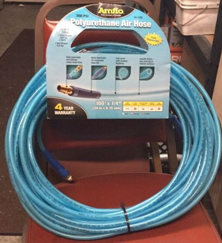 Amflo 14-100 blue 300 psi polyurethane air hose 1/4&#034; x 100 with 1/4&#034; mnpt for sale