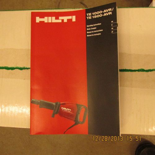 Hilti bare operation manual instruction for te-1000 or 1500 jack hammer new for sale