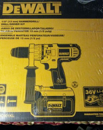 DeWalt DC901KL HD 1/2&#034; 36V Cordless Hammerdrill/Driver, LITHIUM-ION TECH -2014!!