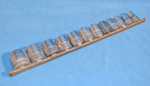 Snap On Tools 1/2&#034; Drive 12pc Shallow Fractional Socket Set SAE 1/2&#034;-1 3/16&#034;