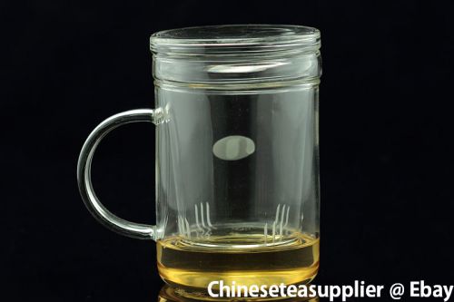 Straight Glass Tea Mug with Glass Insert Filter, 350cc/mug