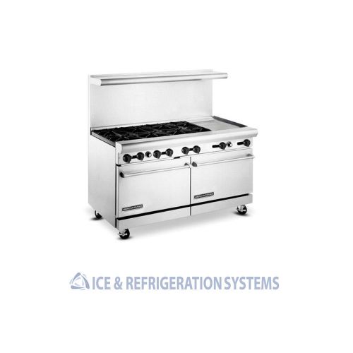 AMERICAN RANGE 60&#034;  6 BURNER COMMERCIAL GAS RANGE  W/24&#034;LEFT GRIDDLE AR-24G-6B