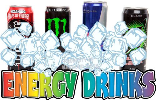 Energy Drinks Decal 24&#034; Ice Cold Concession Food Truck Vinyl Menu Sign Sticker