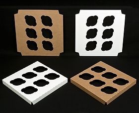 100- 10&#034; x 10&#034; 6 Count Standard Cupcake Insert, Reversible White/Brown