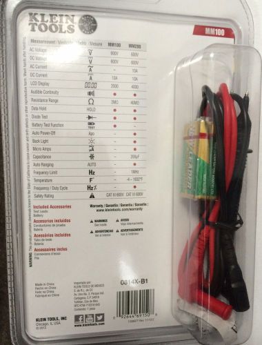 Klein Tools MM100 Manual Ranging Multimeter, voltage, current, ohm tester etc.