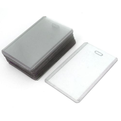 Transparent Hard Plastic Vertical ID Work Exhibition Badge Card Holder 22 Pcs