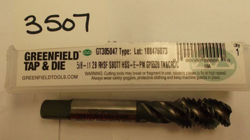 5/8&#034;-11 2B RH SPIRAL FLUTE BOTTOM E-PM GREENFIELD TAP