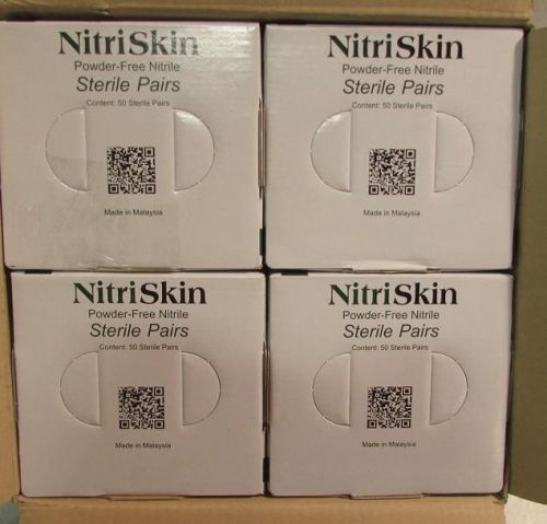 Nitri Skin Sterile Pairs MSGE552M Nitrile Gloves Medium PF Blue 50PK