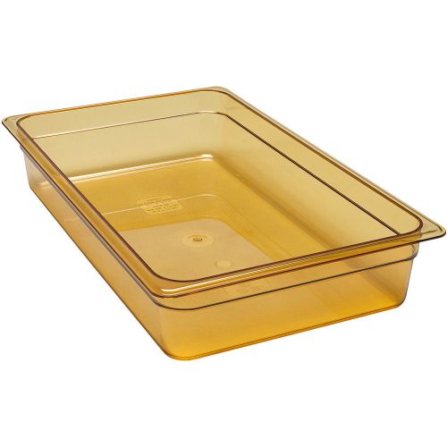 CAMBRO 1/1 GN HIGH HEAT FOOD PAN, 4&#034; DEEP, 6PK AMBER 14HP-150