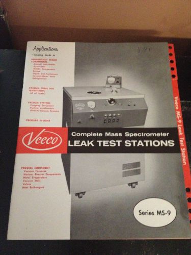 VINTAGE VEECO LEAK TEST STATIONS SERIES MS-9 MASS SPECTROMETER