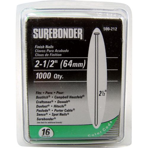 Surebonder Straight Finish Nails-1000 Pk. 16 Gauge 2 1/2in #500-212G