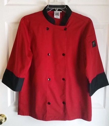 CHEF REVIVAL CHEF JACKET - TOMATO RED W/BLACK COLLAR/CUFFS SIZE SMALL